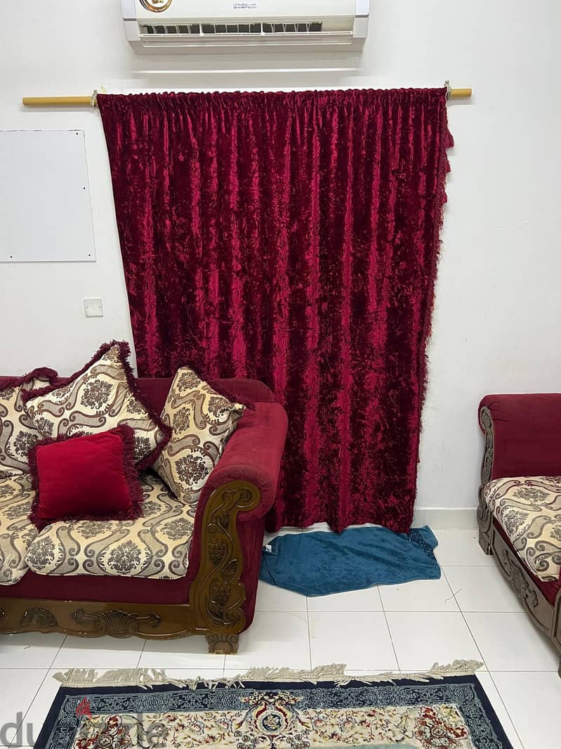 Sofa Set with carpet and curtain for sale 2