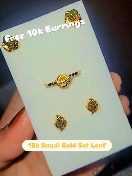 18k Gold 21BHD SET RING AND EARRING 3