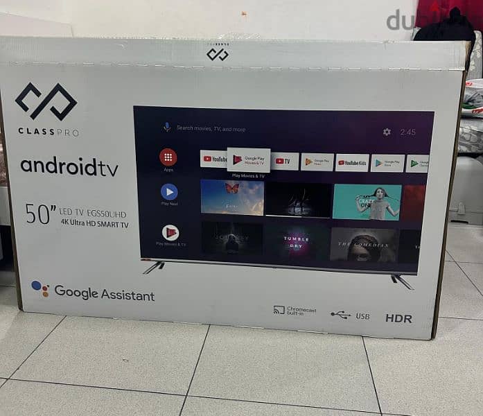 Class Pro 50” 4K UHD Tv 
Android tv
Google assistant 2