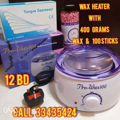 Wax heater with 400 grams wax and 100 sticks bread new Limited stock 0