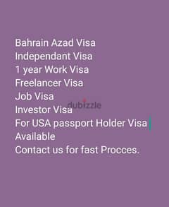 Bahrain job visa available . freelance . Independance. invester . 1 year 0