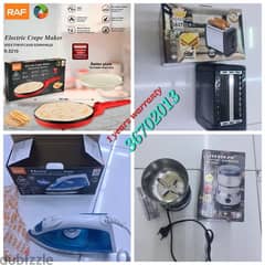 TOASTER,
Electric Crepe Maker
,
Electric Steam Iron,

blender for meat