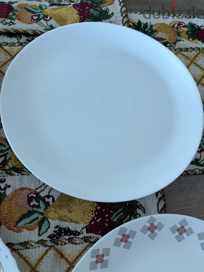 11 assorted dinner plates for immediate collection. 5