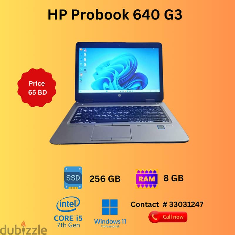 HP probook 640 G3 !   ! 7th Gen !  , M2  256 6