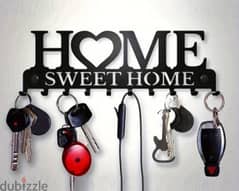 Home Sweet Home Black Metal Key Holder & Wall Organizer . .