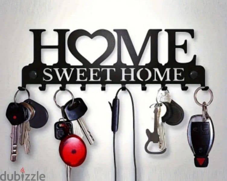 Home Sweet Home Black Metal Key Holder & Wall Organizer . . 0