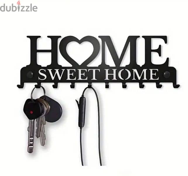 Home Sweet Home Black Metal Key Holder & Wall Organizer . . 1