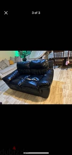 3 seater used leather damage sofa with cover for sale