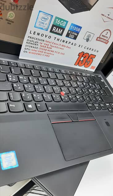 ThinkPad X1 Carbon 14" Touchscreen, Core i7-8th Gen, 16GB Ram, 512SSD 1