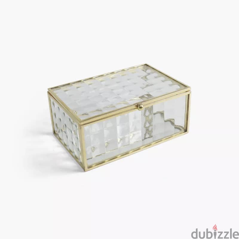 Textured Glass Jewellery Box for sale 0