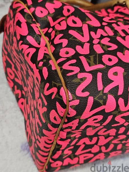 LOUIS VUITTON SPEEDY 30 LIMITED EDITION FUSCHIA PINK GRAFFITI 10