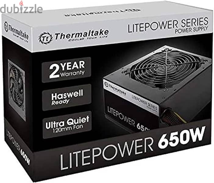 Thermaltake Litepower 650W Power Supply, Non Modular, 80PLUS - Black 3