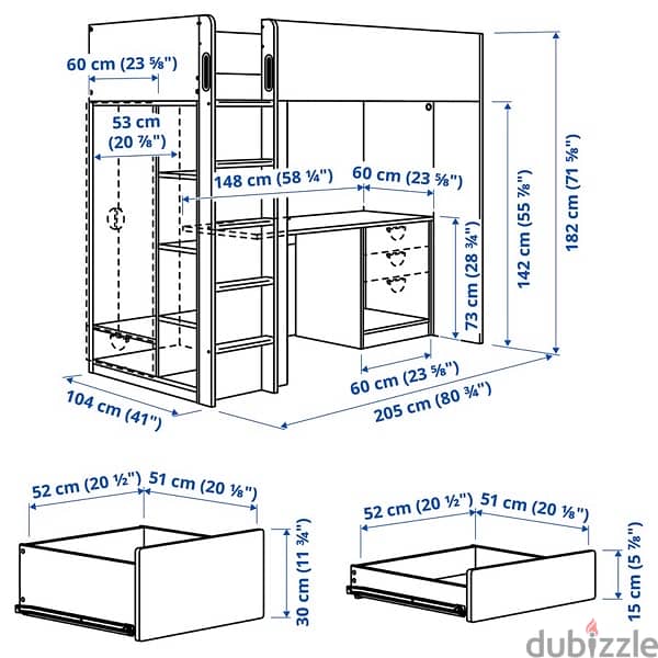 2 kids loft Beds, Desks and Mattresses 2