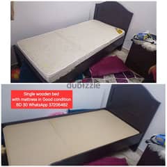 Single wooden bed and other items for sale with Delivery