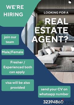 job vacancy for real estate agent only