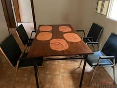 Iron dining table with chair 0