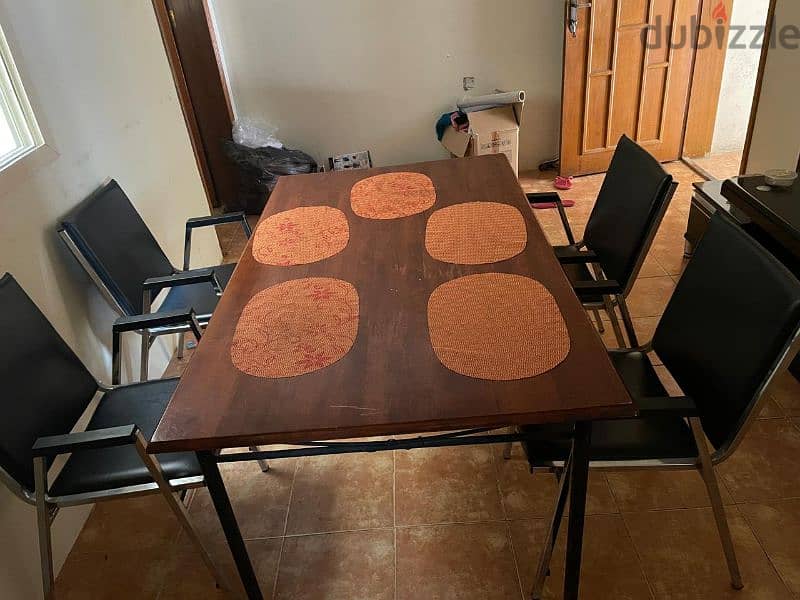 Iron dining table with chair 1