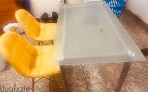 Glass table with 2 chairs 0