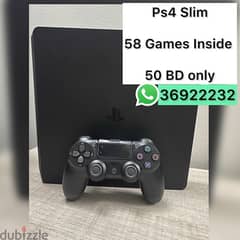 Ps4 PlayStation 4 Slim with 58 Games سوني بلايستيشن ٤ سليم