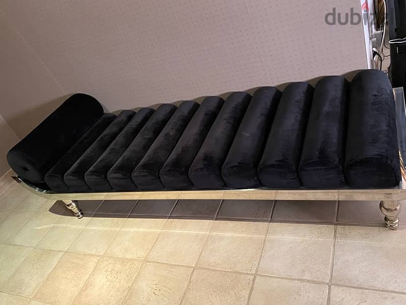 Beautiful Black velvet and silver sofa from The One 6