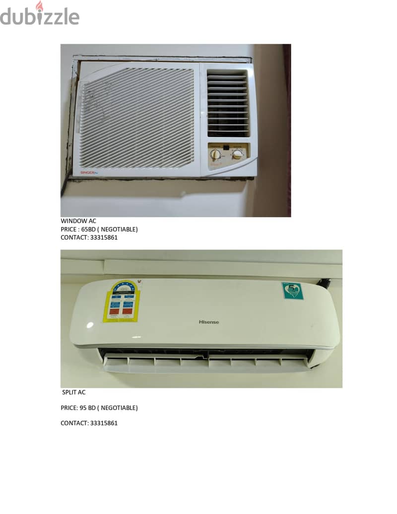 ONE SPLIT AC AND ONE WINDOW AC FOR SALE 0