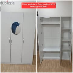 white 3 door wardrobe and other items for sale with Delivery