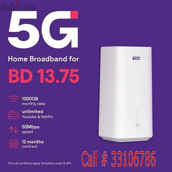 STC 5G Data Package with free Router. Contact: 33106786 5