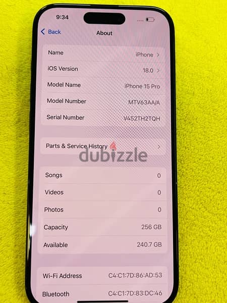 IPhone 15 pro, 256GB battery 90% 8