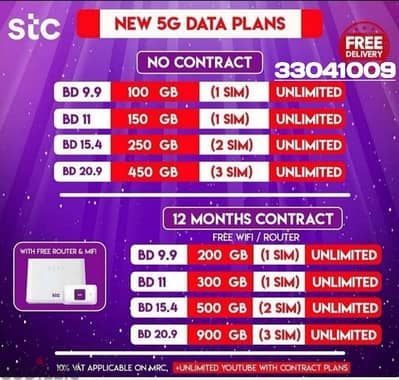 STC Postpaid 5G Data Plan with Free router/Mifi, 5G Home broadband.