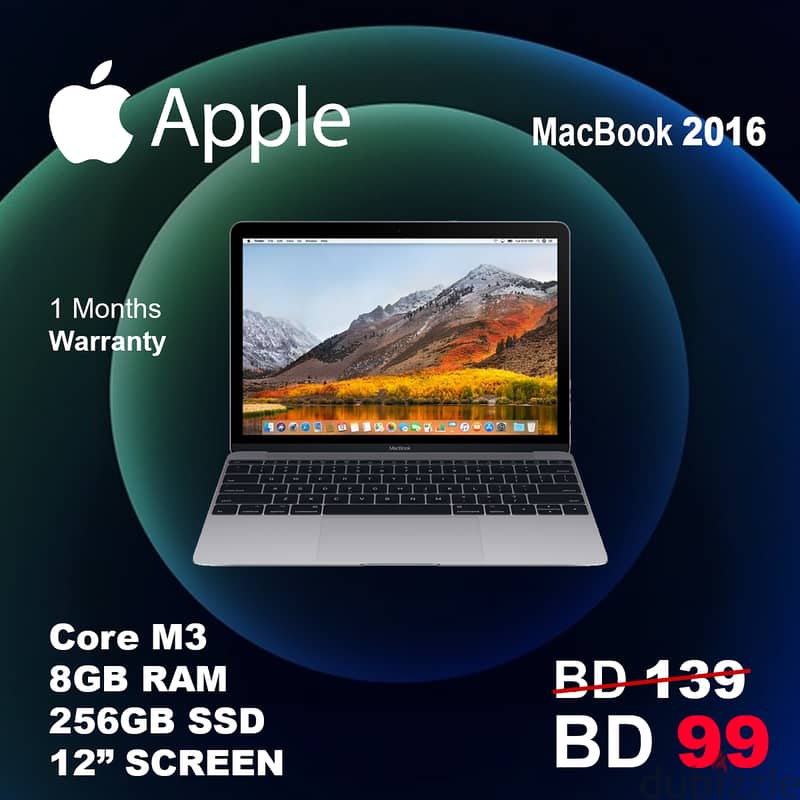 Apple MacBook 2016  Price: 99 BD 0