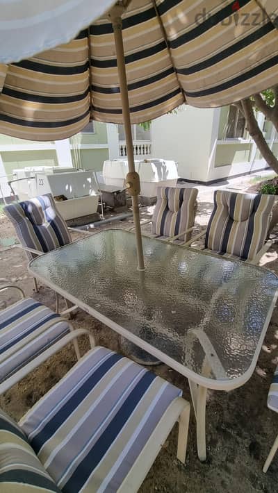 6-Seater Garden Table with Umbrella