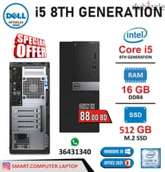 DELL i5 8th Generation Computer 16GB RAM 512GB SSD Intel 8GB Graphics