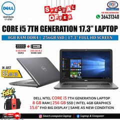 DELL Core i5 7th Generation Big Laptop 17.3" HD+ LED 8GB RAM 256GB SSD