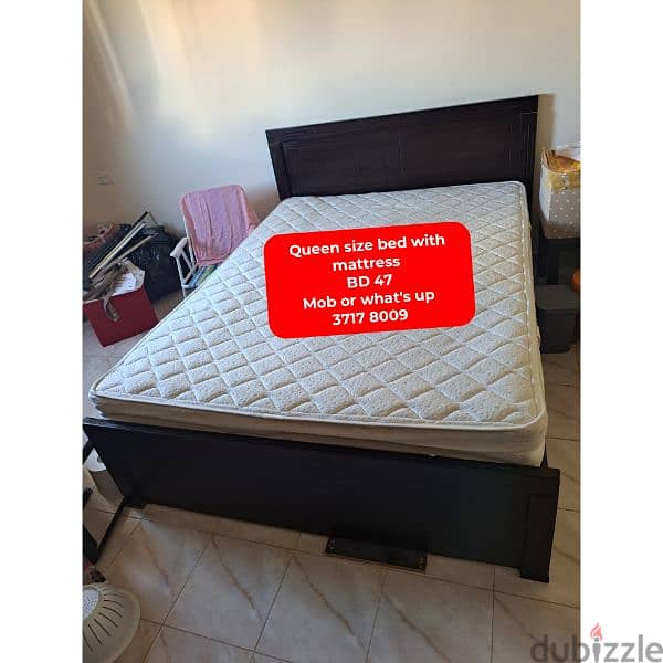 wooden Queen size bed with mattress and other household items for sale 0