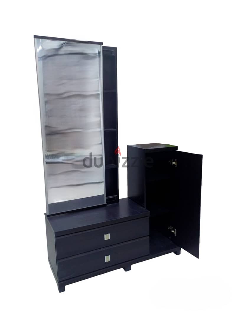 Dressing table with sliding mirror and storage cup board 4