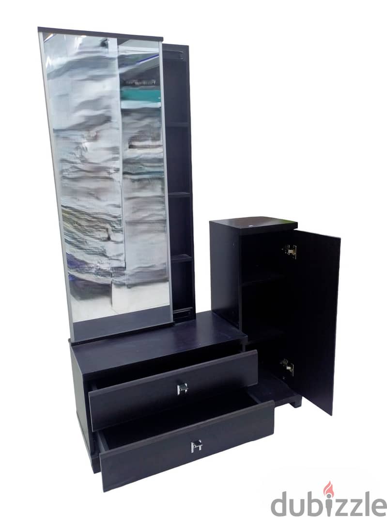 Dressing table with sliding mirror and storage cup board 1