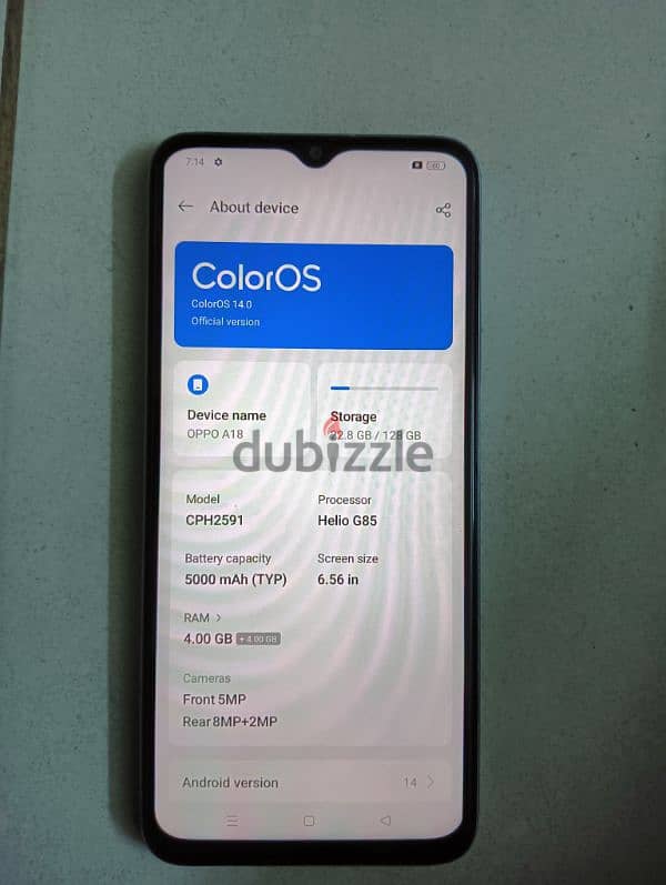 OPPO A18 4 +4 rom 128gig 1