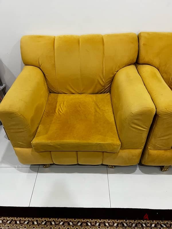 Two single seat sofa and one recliner sofa for sale 1