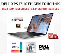 DELL XPS i7 10th Generation Touch Laptop 4K HDR 13.3" Touch LED 16 RAM 0