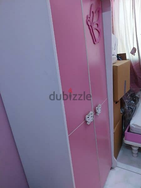 Pink colour cupboard,Study Table Book shelf and Storage racks 1