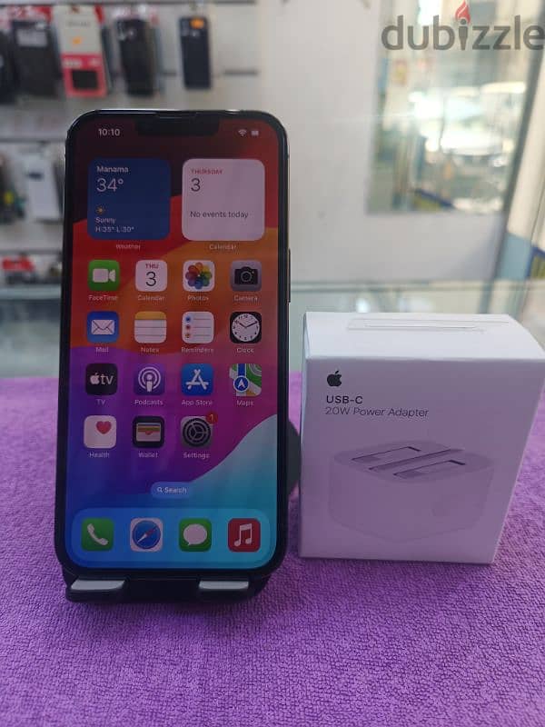 I phone 13 pro256 gb good condition with box cherger 0