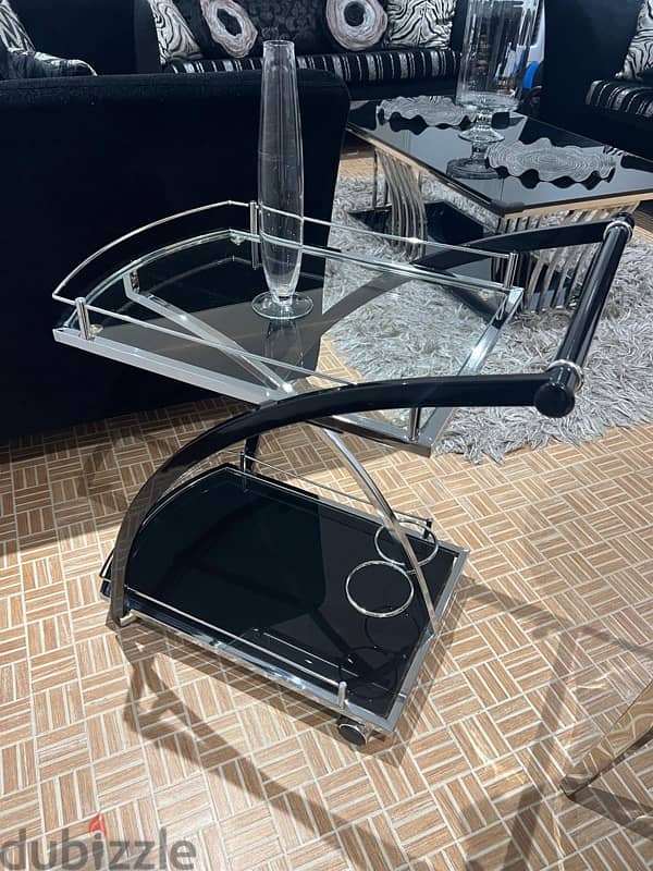 Glass Table and Serving Trolley For Sale 1