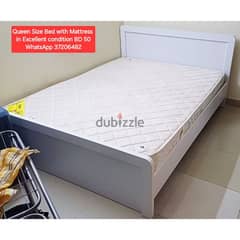 New condition queen size bed with Mattress and other items for sale