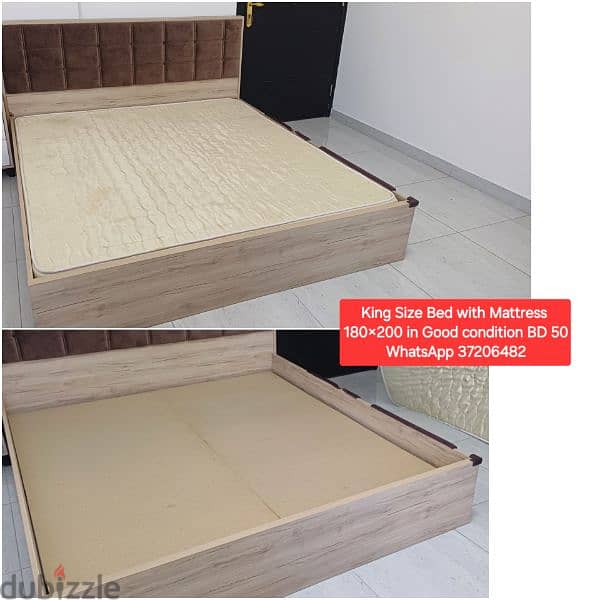 New condition queen size bed with Mattress and other items for sale 2