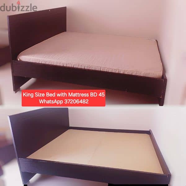 New condition queen size bed with Mattress and other items for sale 3