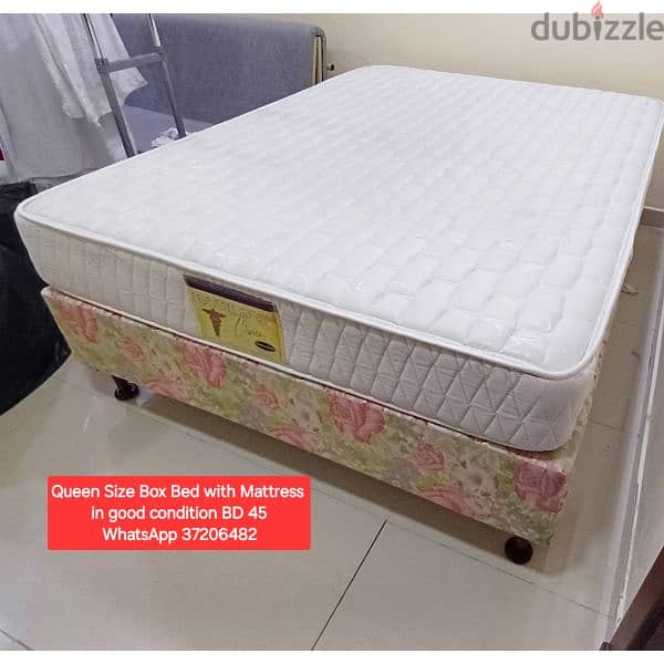 New condition queen size bed with Mattress and other items for sale 5