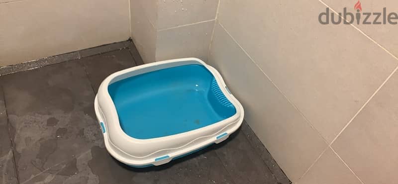 cat litter box, toys, feeding pot few months used for sale 1