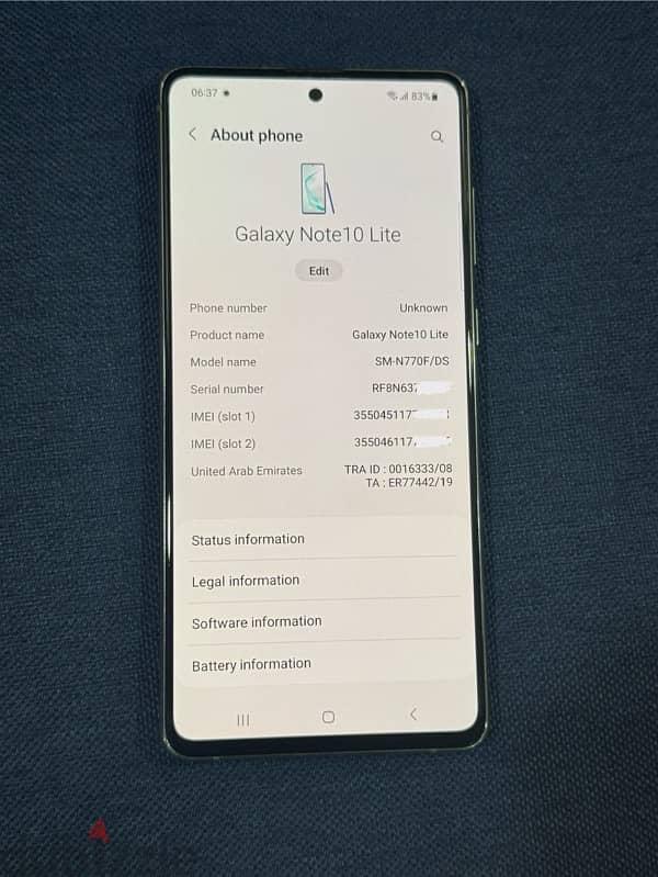 Samsung Note 10 Lite 8gb ram 128gb  Super AMOLED 2