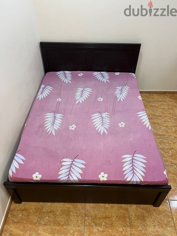 Bed with mattress (Queen size) less used 1