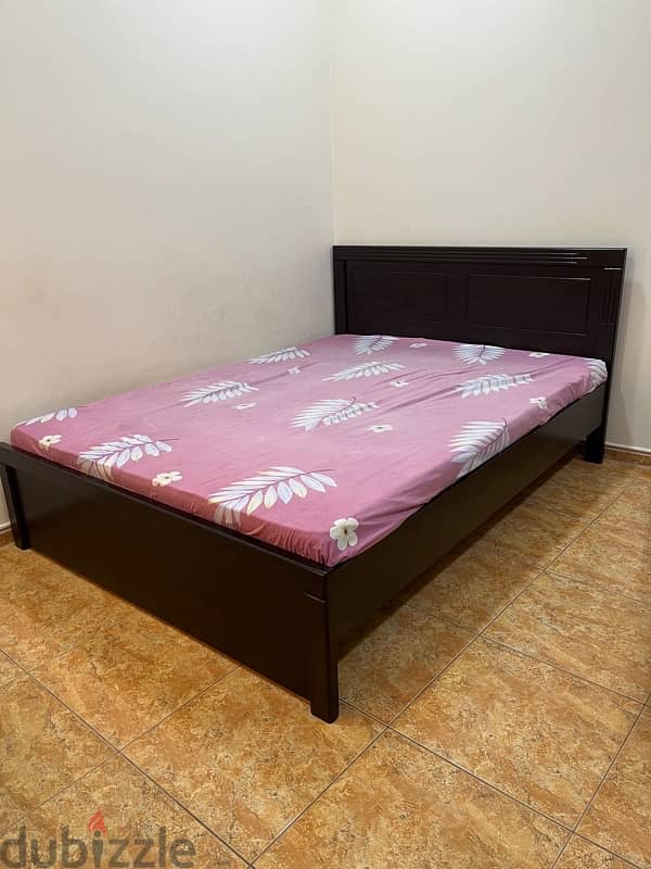 Bed with mattress (Queen size) less used 2